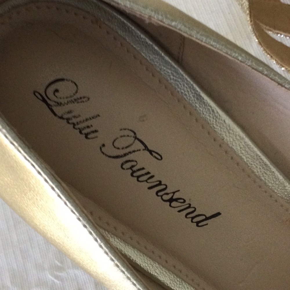 Lulu Townsend Shimmering Gold Heels - Picture 6 of 7